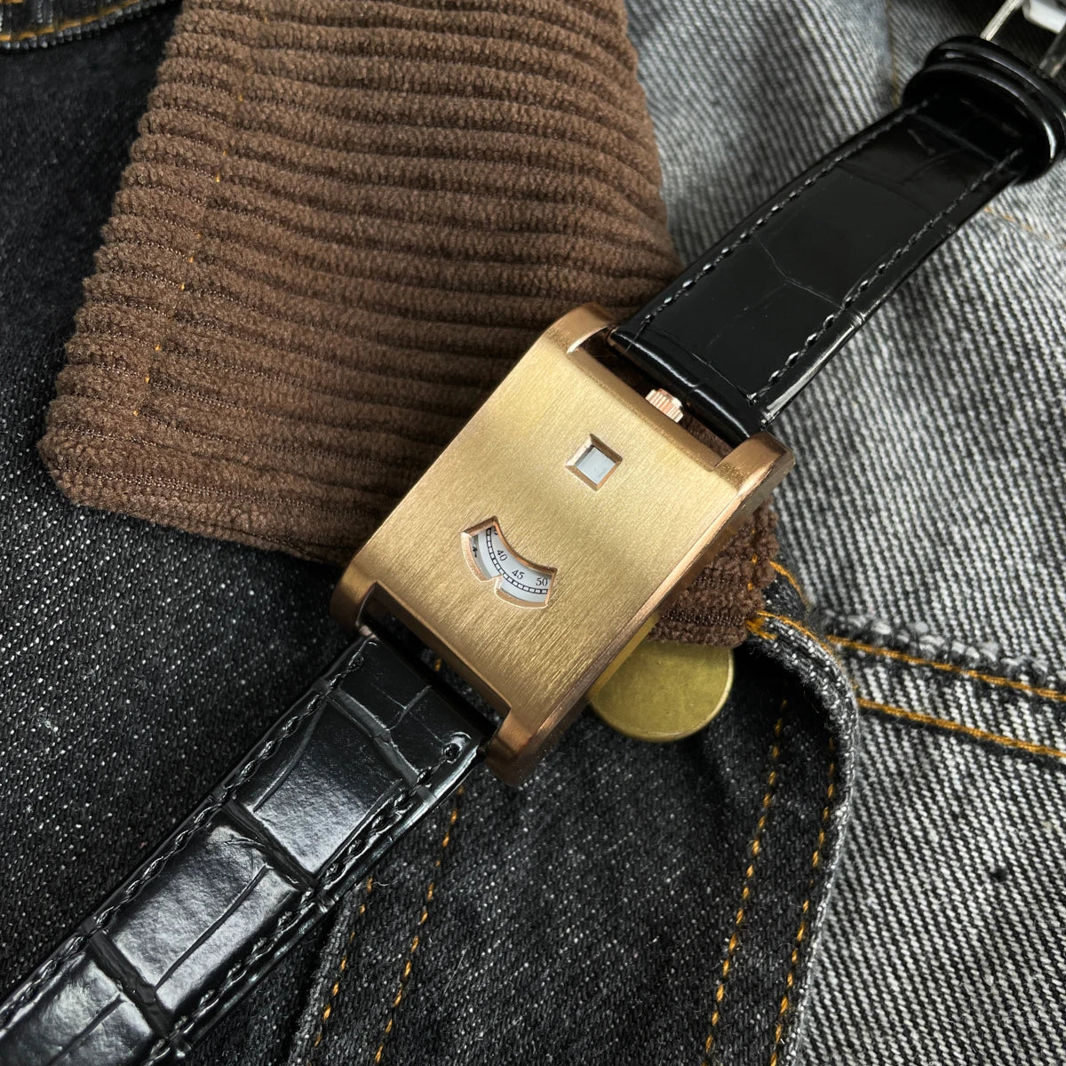 Square brand genuine watch men's retro 2025 new style light luxury gift high quality trend fashion gold simple quartz watch