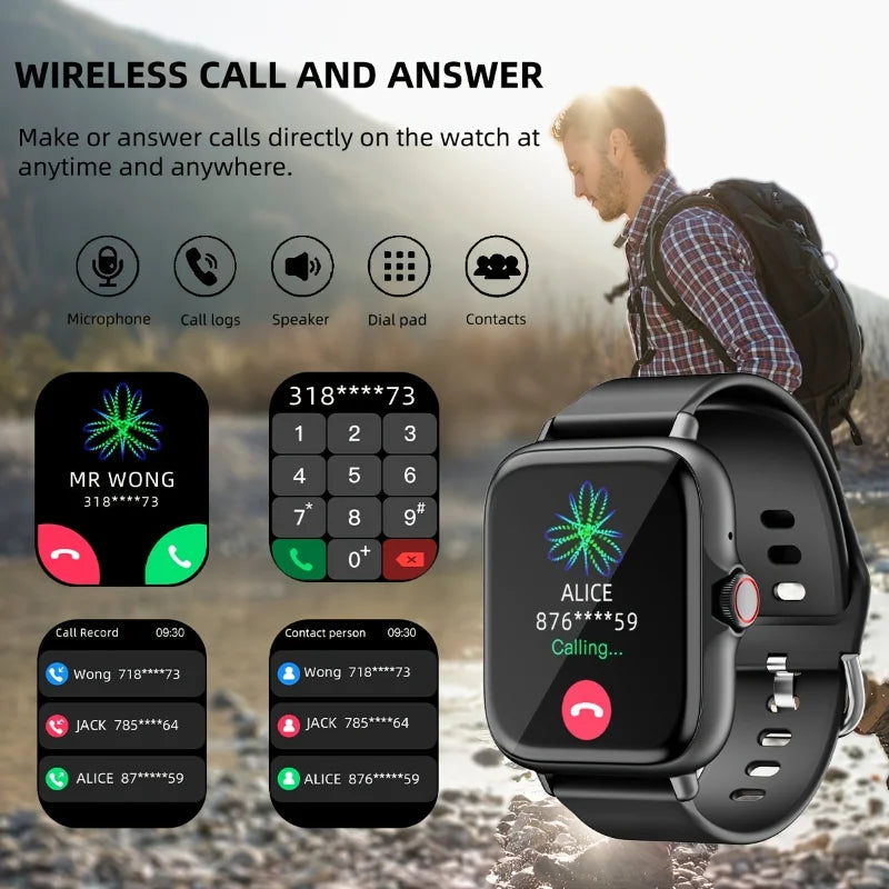 1.83" Full Touch Screen Fitness Activity Tracker Watch, Women/Men Sports Smart Watch, Make/Answer Call Smartwatch, with Multi-Sport Modes, Wireless Call and Answer, Pedometer,  Sport Smart Fitness Watches for Android Phones