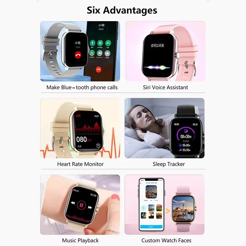 Sport Smart Watch Fitness Clock Health Monitor Waterproof Smartwatch Bluetooth Call Watches for Men Women IOS Android Phone HT30